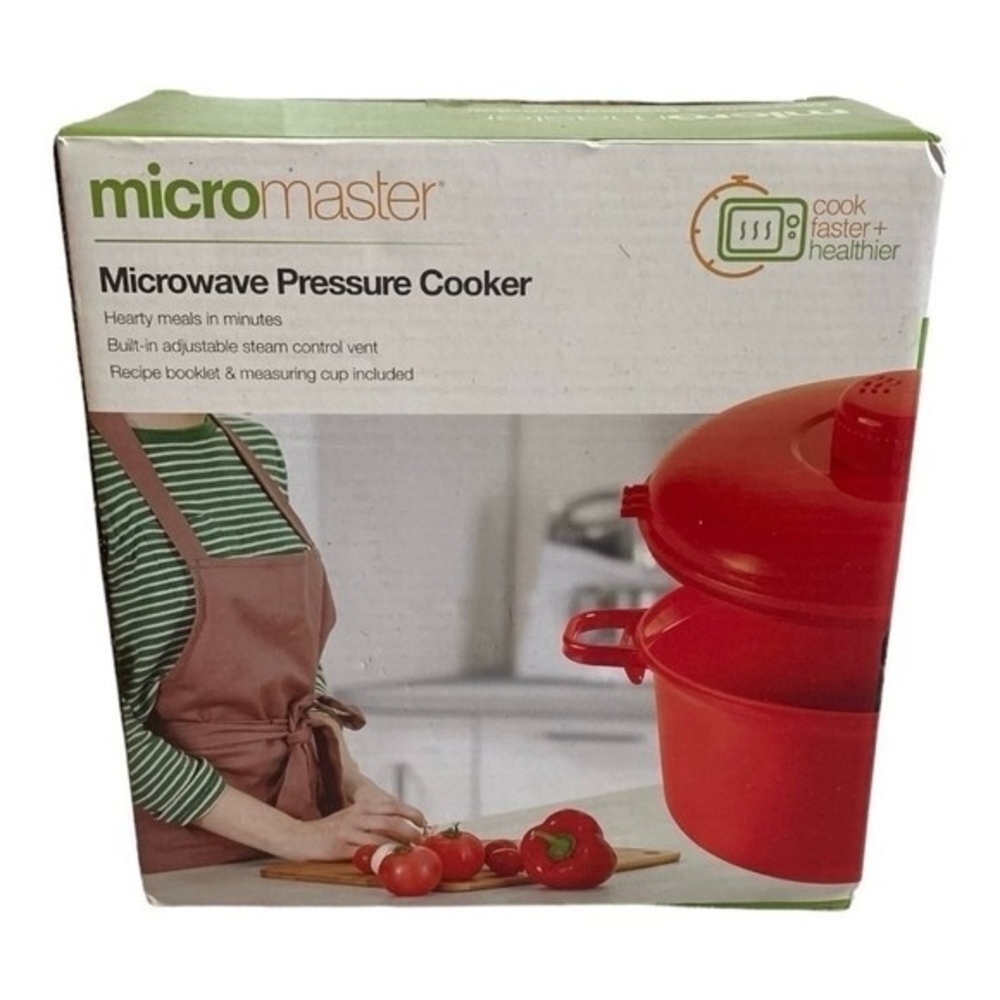 Handy Gourmet Micro Master Microwave Pressure Cooker Pot Red 2.5 Qt with Lid NIB - Picture 2 of 5